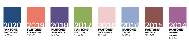 Les couleurs de l'année Pantone